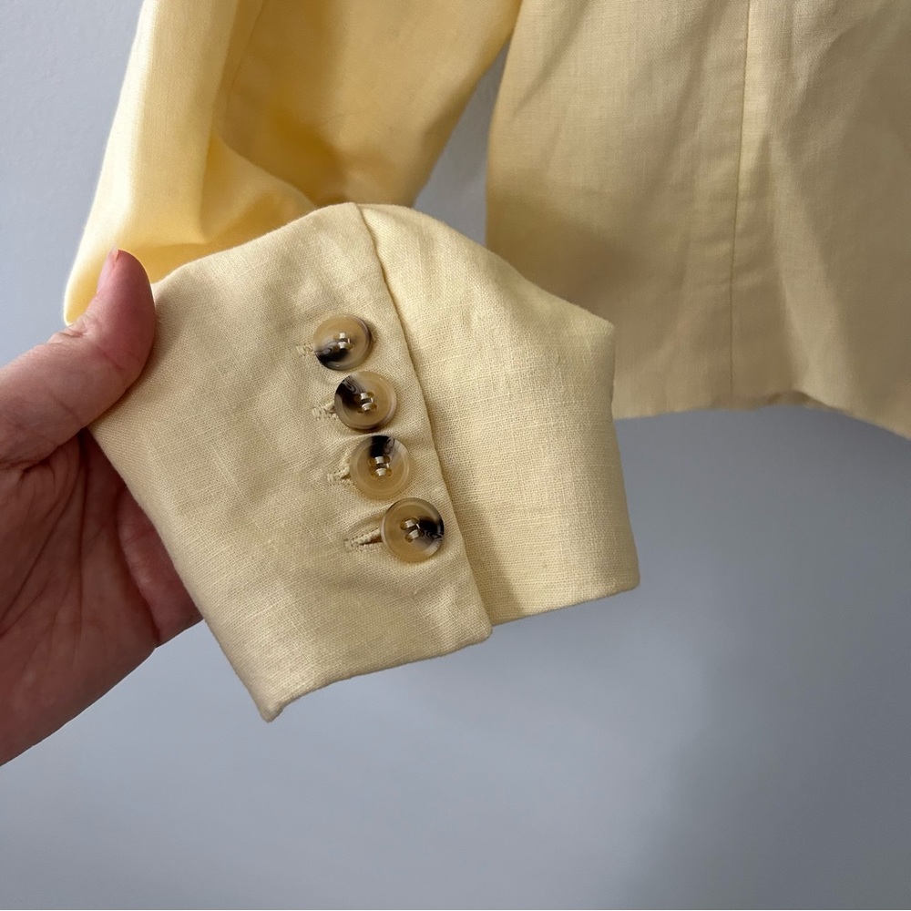 Aqua Butter Yellow Double Breasted Cropped Blazer Jacket Size Small - Picture 8 of 11